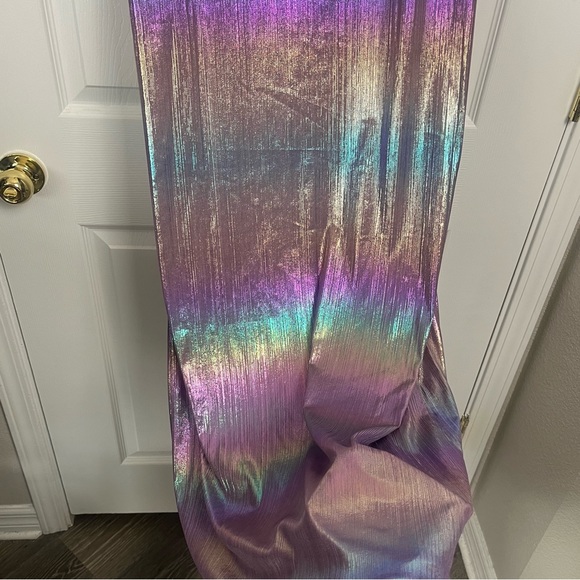 NWT RETROFETE Soleil Dress Lilac Aurora Pastel Rainbow Formal Prom Metallic Y2K - Picture 10 of 16
